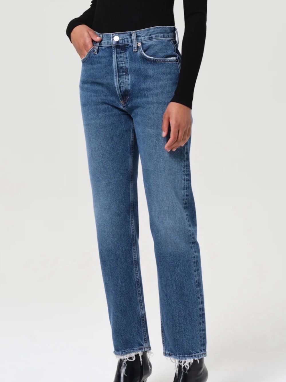 Women’s Blue High-Rise Straight Jeans - Picture 5 of 6